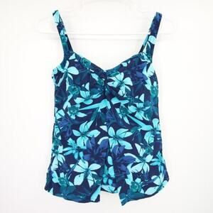 NWOT Lands End Blue Floral Swim Tankini Top Fly Away Style Size 6
